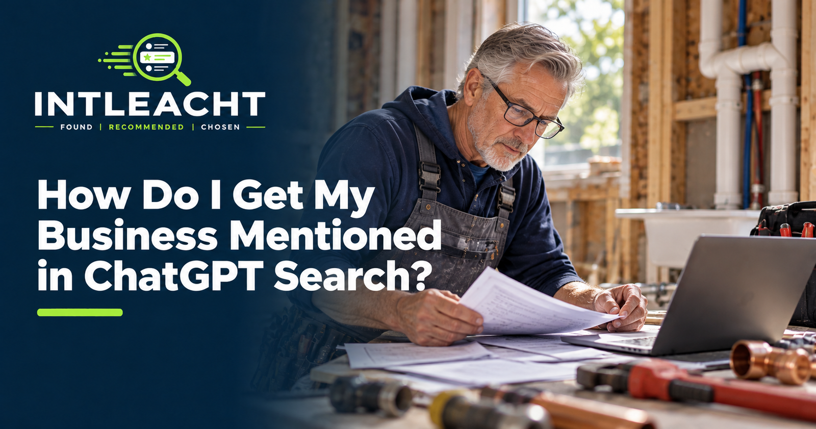 Intleacht branded graphic: How Do I Get My Business Mentioned in ChatGPT Search?