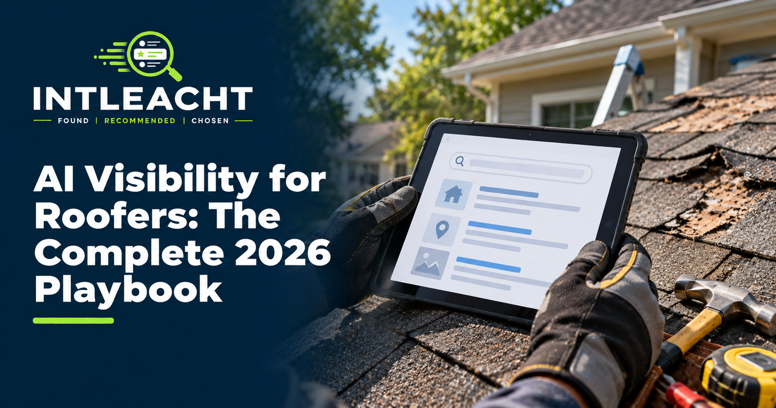 Intleacht branded graphic: AI Visibility for Roofers: The Complete 2026 Playbook