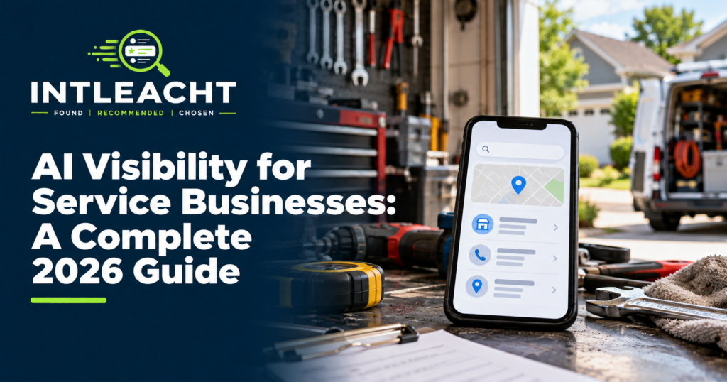 Intleacht branded graphic: AI Visibility for Service Businesses: A Complete 2026 Guide