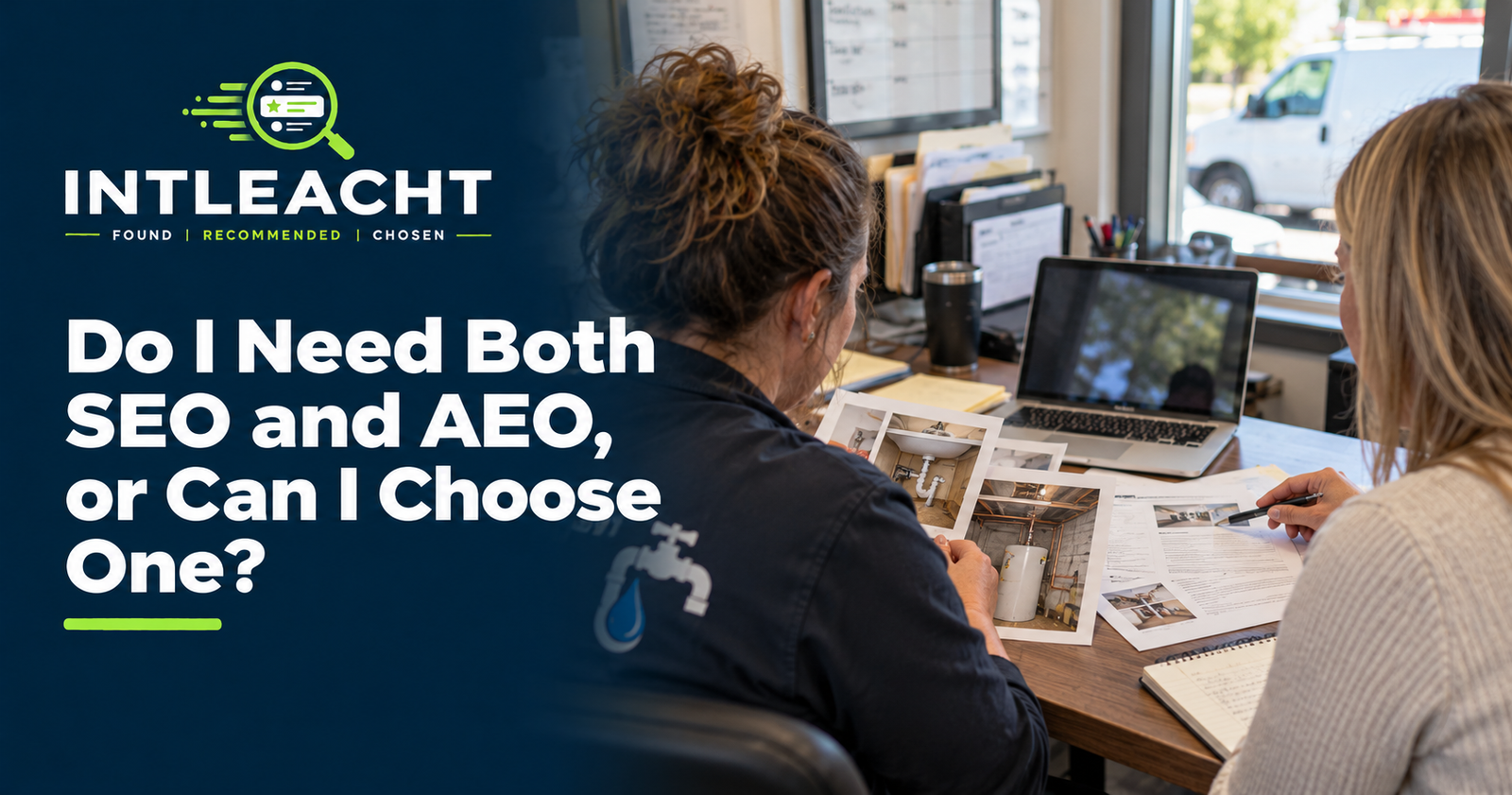 Intleacht branded graphic: Do I Need Both SEO and AEO, or Can I Choose One?