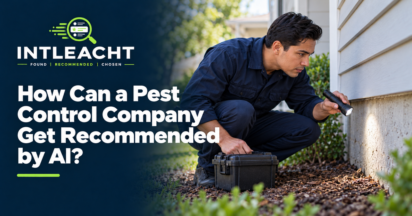 Intleacht branded graphic: How Can a Pest Control Company Get Recommended by AI?