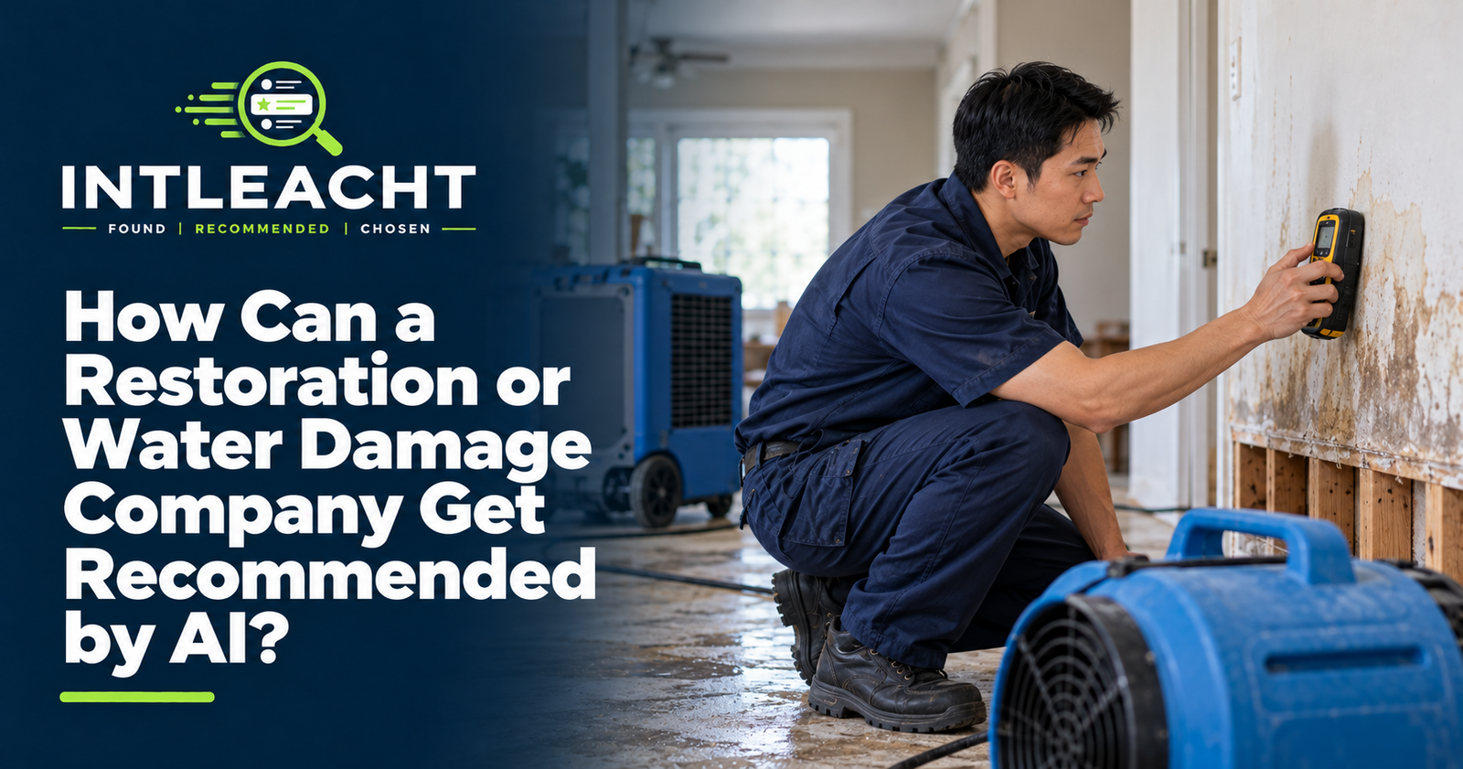 Intleacht branded graphic: How Can a Restoration or Water Damage Company Get Recommended by AI?