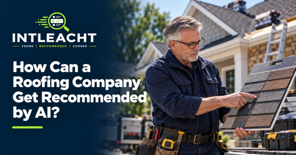 Intleacht branded graphic: How Can a Roofing Company Get Recommended by AI?