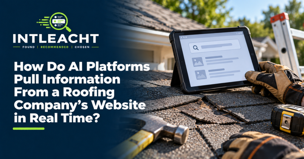 Intleacht branded graphic: How Do AI Platforms Pull Information From a Roofing Company’s Website in Real Time?