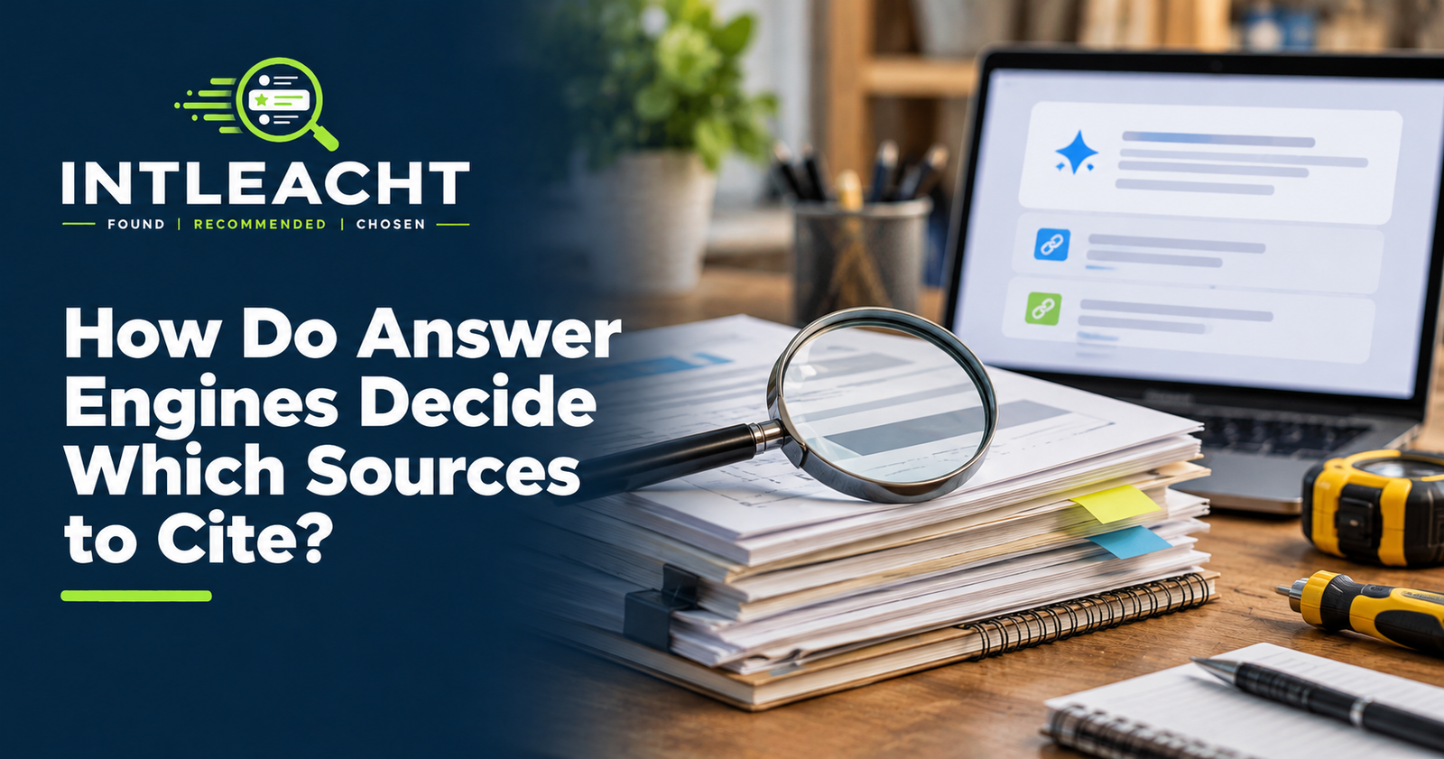 Intleacht branded graphic: How Do Answer Engines Decide Which Sources to Cite?