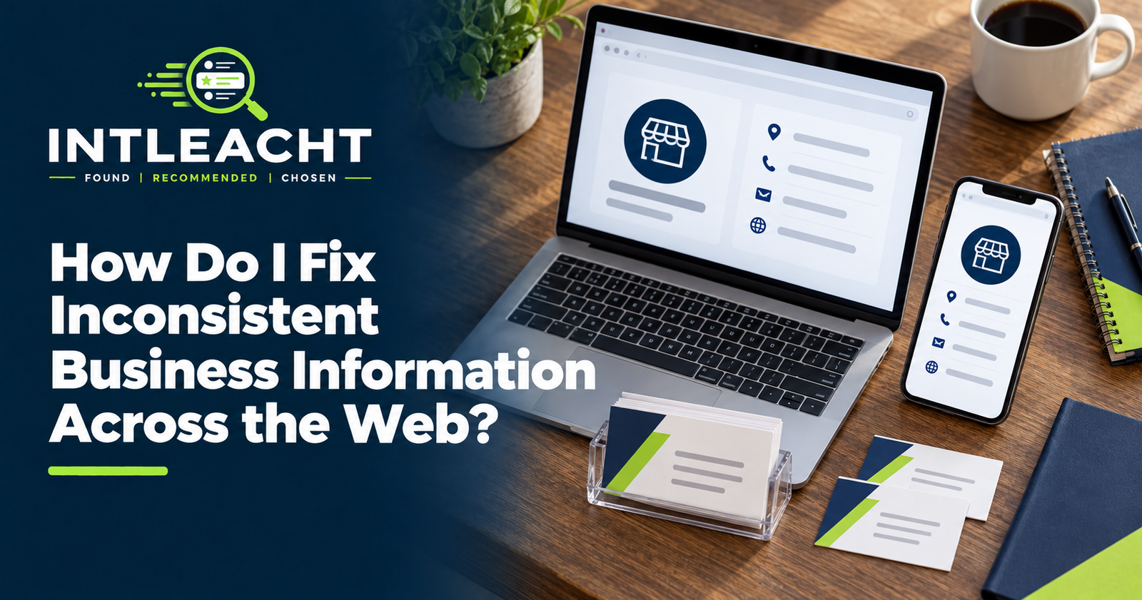 Intleacht branded graphic: How Do I Fix Inconsistent Business Information Across the Web?