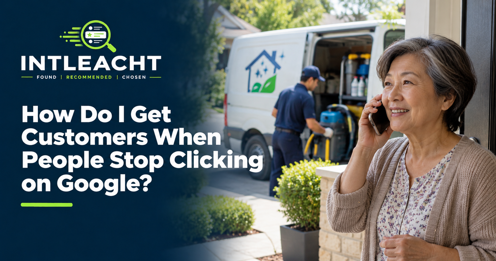 Intleacht branded graphic: How Do I Get Customers When People Stop Clicking on Google?