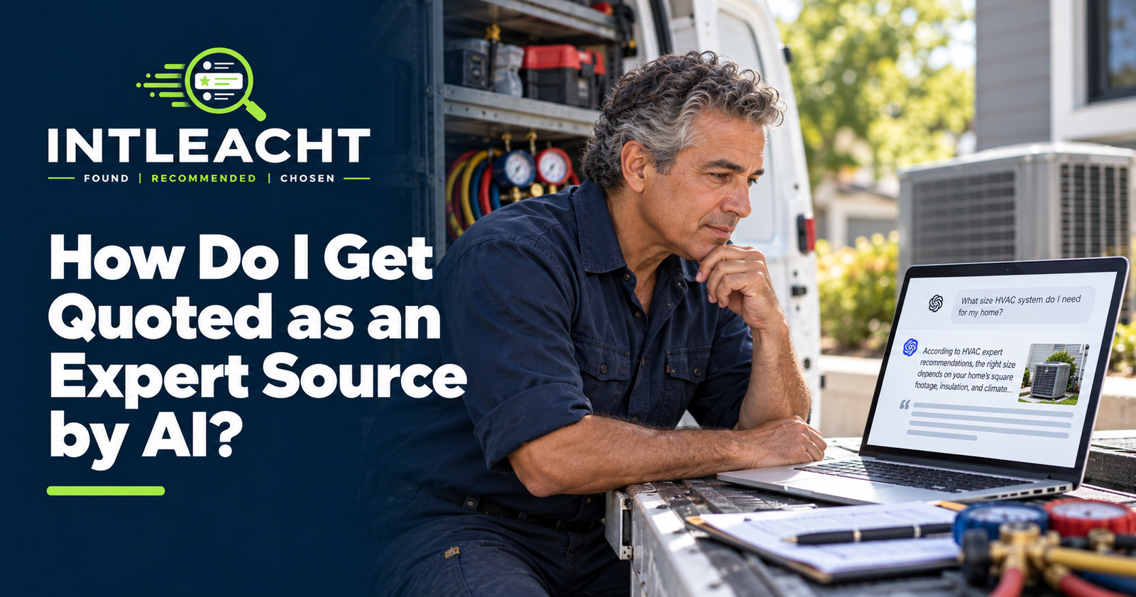 Intleacht branded graphic: How Do I Get Quoted as an Expert Source by AI?