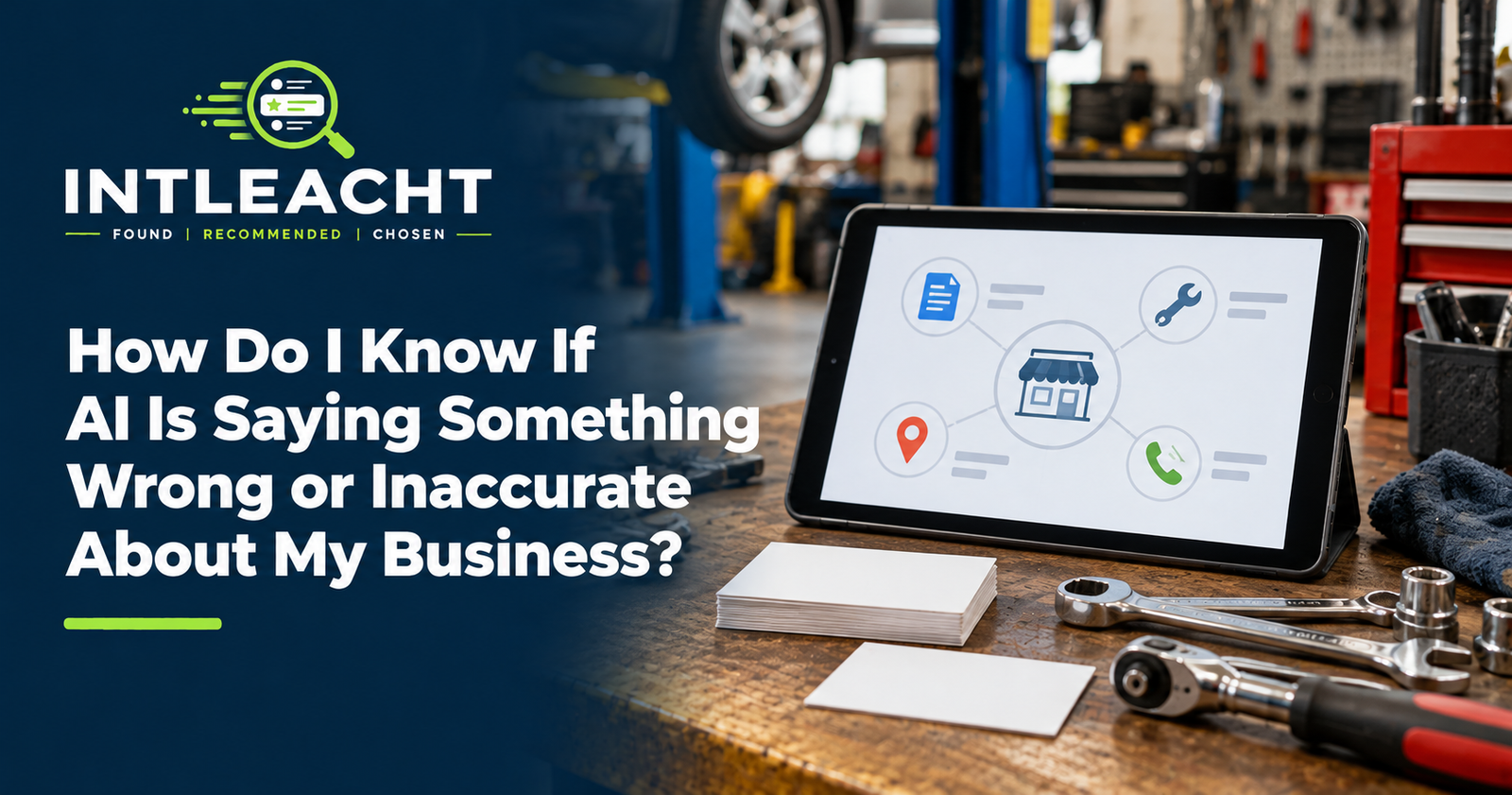 Intleacht branded graphic: How Do I Know If AI Is Saying Something Wrong or Inaccurate About My Business?