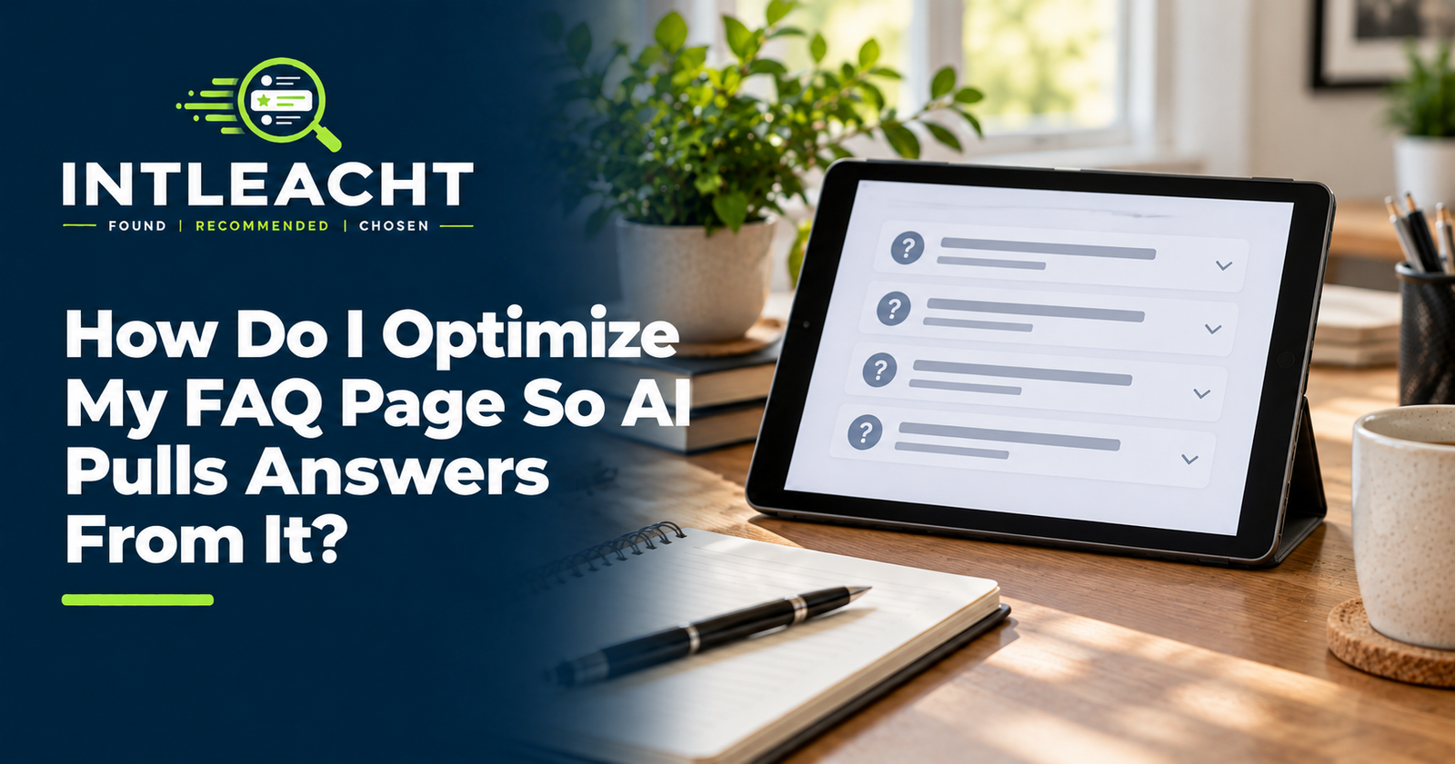 Intleacht branded graphic: How Do I Optimize My FAQ Page So AI Pulls Answers From It?