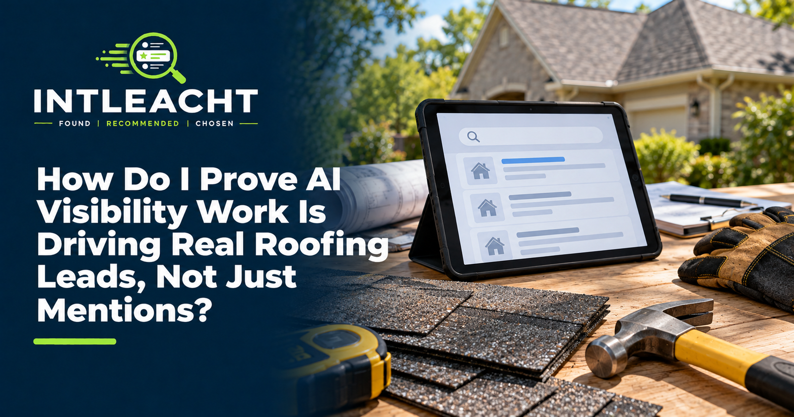 Intleacht branded graphic: How Do I Prove AI Visibility Work Is Driving Real Roofing Leads, Not Just Mentions?