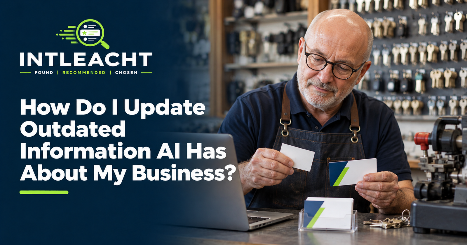 Intleacht branded graphic: How Do I Update Outdated Information AI Has About My Business?