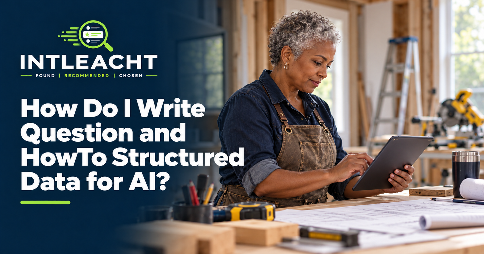 Intleacht branded graphic: How Do I Write Question and HowTo Structured Data for AI?