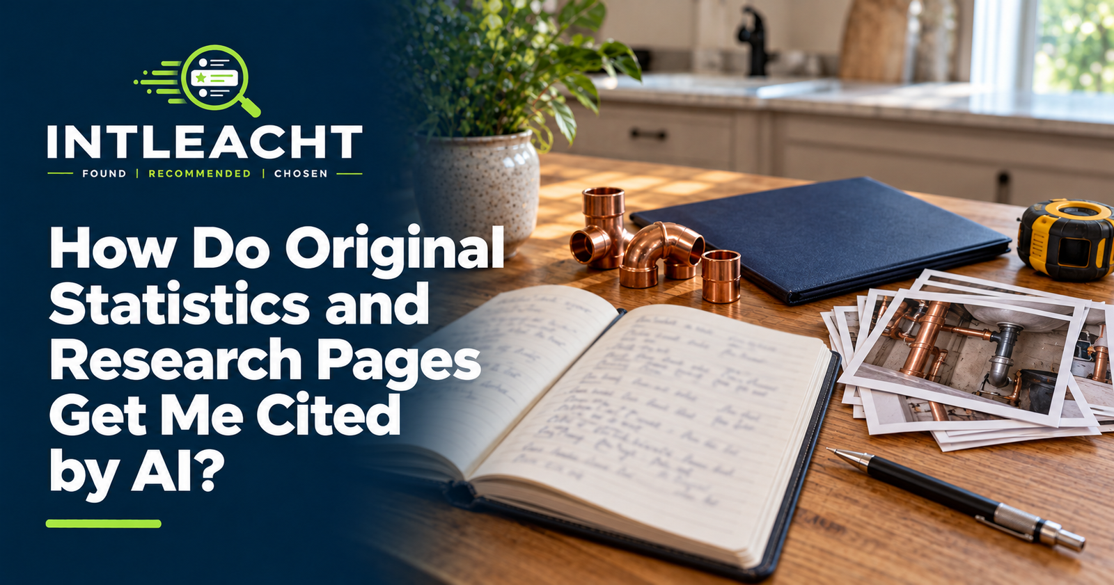 Intleacht branded graphic: How Do Original Statistics and Research Pages Get Me Cited by AI?