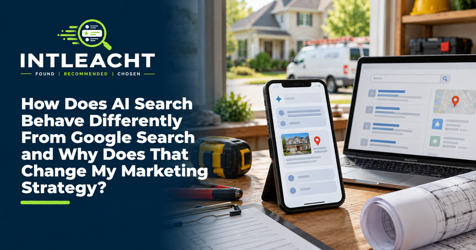Intleacht branded graphic: How Does AI Search Behave Differently From Google Search and Why Does That Change My Marketing Strategy?