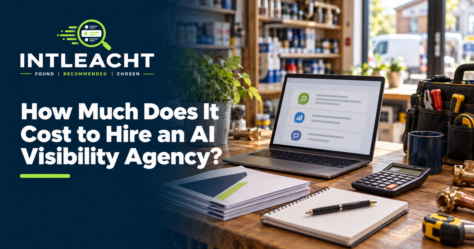 Intleacht branded graphic: How Much Does It Cost to Hire an AI Visibility Agency?