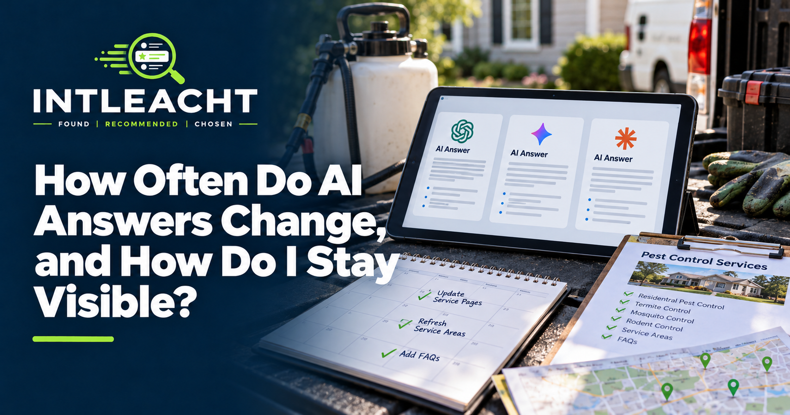 Intleacht branded graphic: How Often Do AI Answers Change, and How Do I Stay Visible?