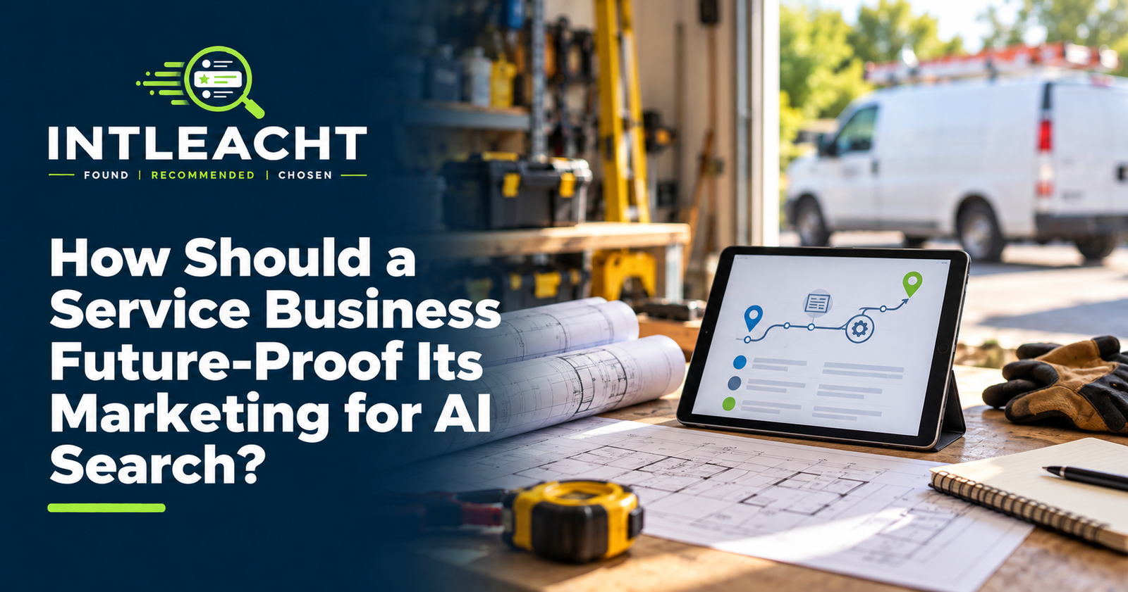 Intleacht branded graphic: How Should a Service Business Future-Proof Its Marketing for AI Search?