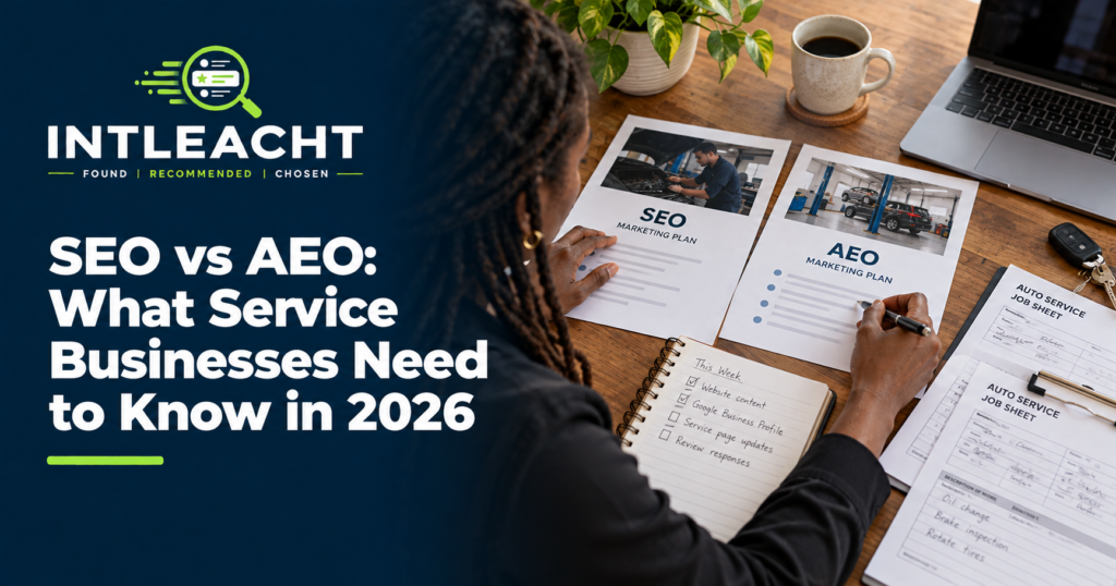 Intleacht branded guide: SEO vs AEO: What Service Businesses Need to Know in 2026