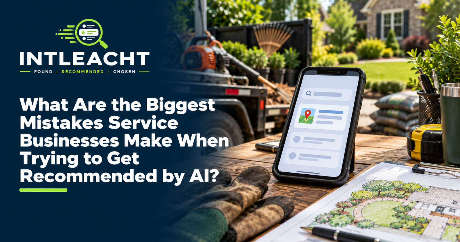 Intleacht branded graphic: What Are the Biggest Mistakes Service Businesses Make When Trying to Get Recommended by AI?