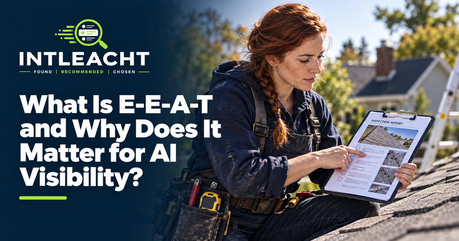 Intleacht branded graphic: What Is E-E-A-T and Why Does It Matter for AI Visibility?