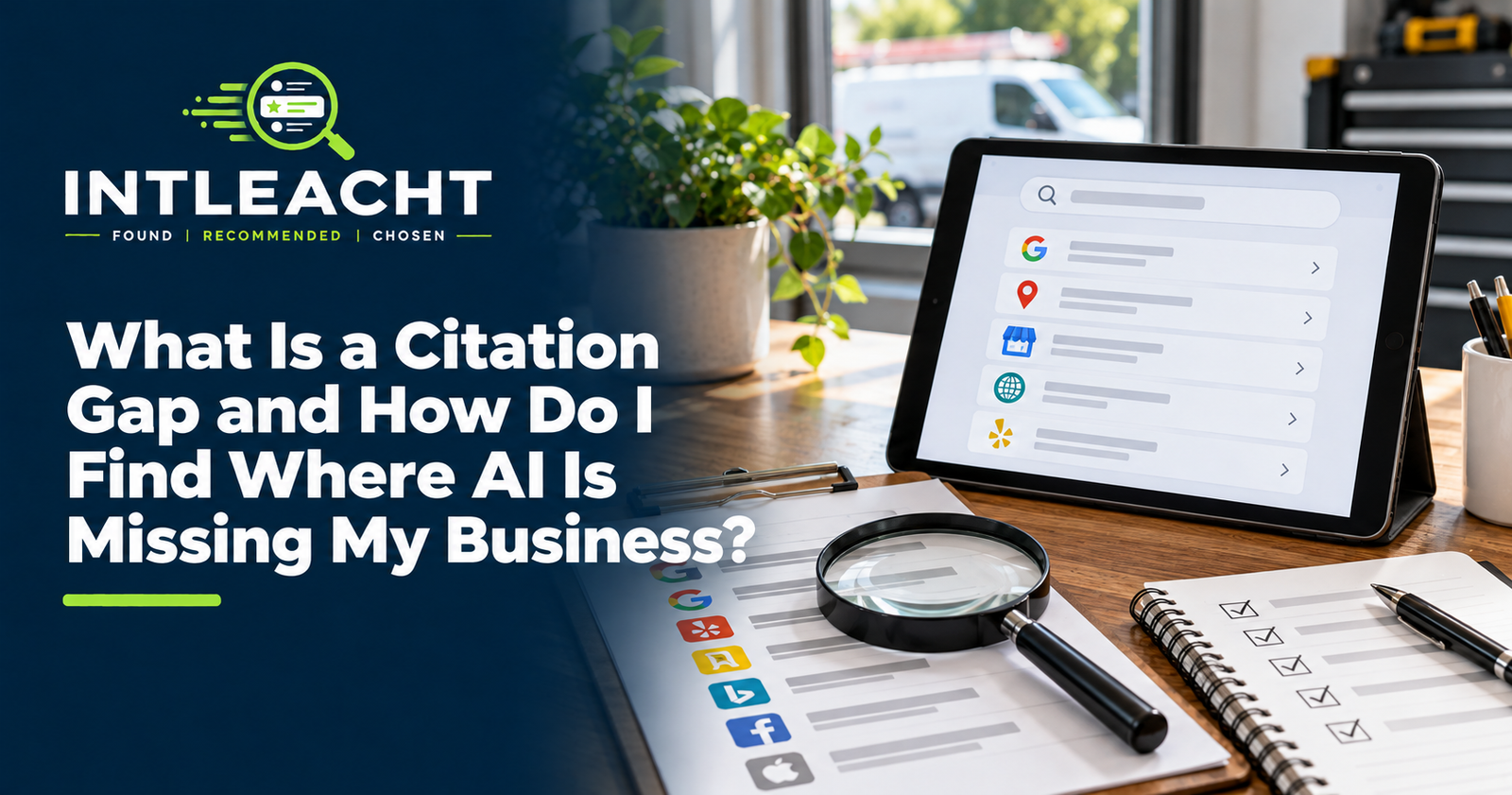 Intleacht branded graphic: What Is a Citation Gap and How Do I Find Where AI Is Missing My Business?