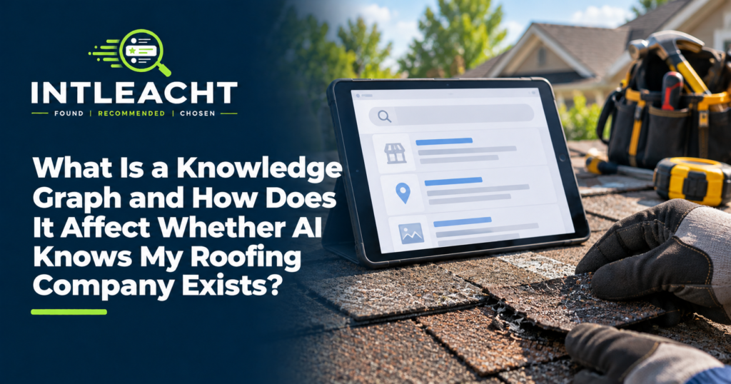 Intleacht branded graphic: What Is a Knowledge Graph and How Does It Affect Whether AI Knows My Roofing Company Exists?