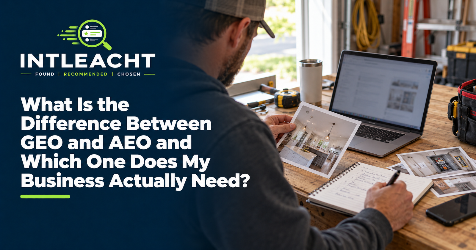 Intleacht branded graphic: What Is the Difference Between GEO and AEO and Which One Does My Business Actually Need?