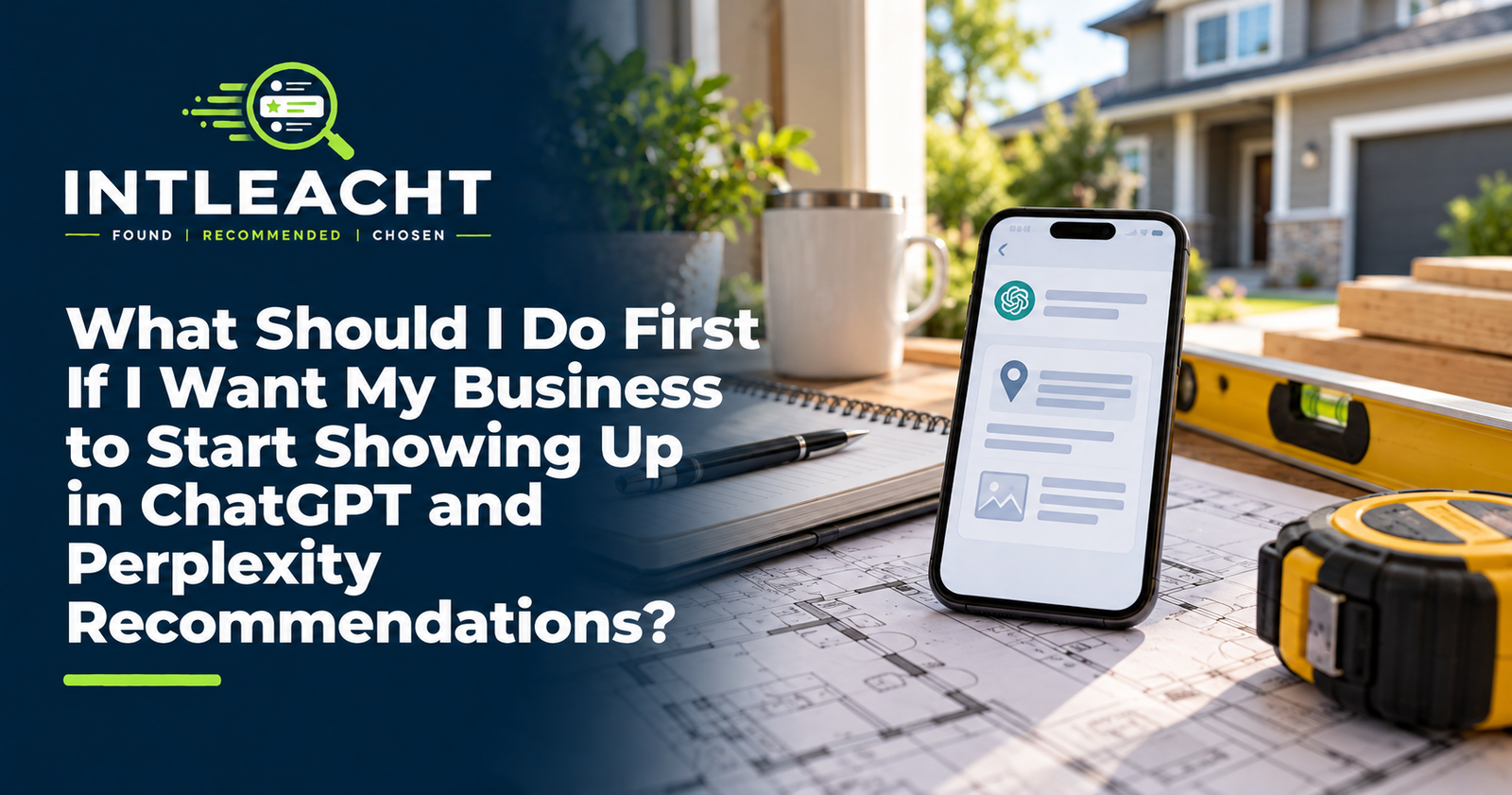 Intleacht branded graphic: What Should I Do First If I Want My Business to Start Showing Up in ChatGPT and Perplexity Recommendations?