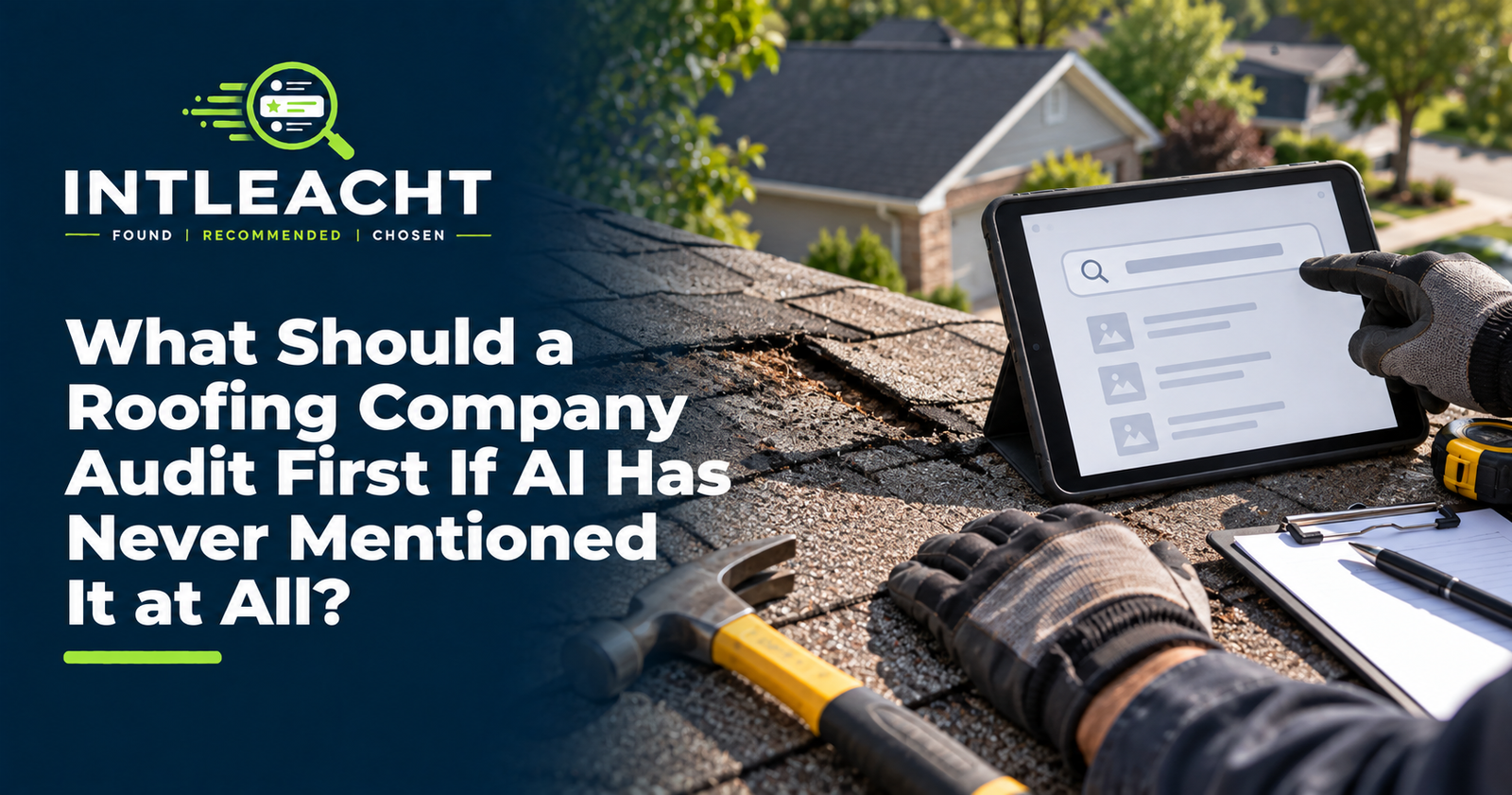 Intleacht branded graphic: What Should a Roofing Company Audit First If AI Has Never Mentioned It at All?