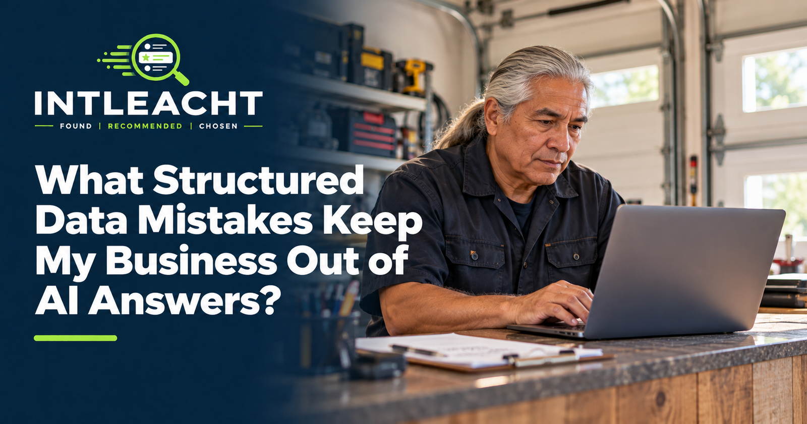Intleacht branded graphic: What Structured Data Mistakes Keep My Business Out of AI Answers?
