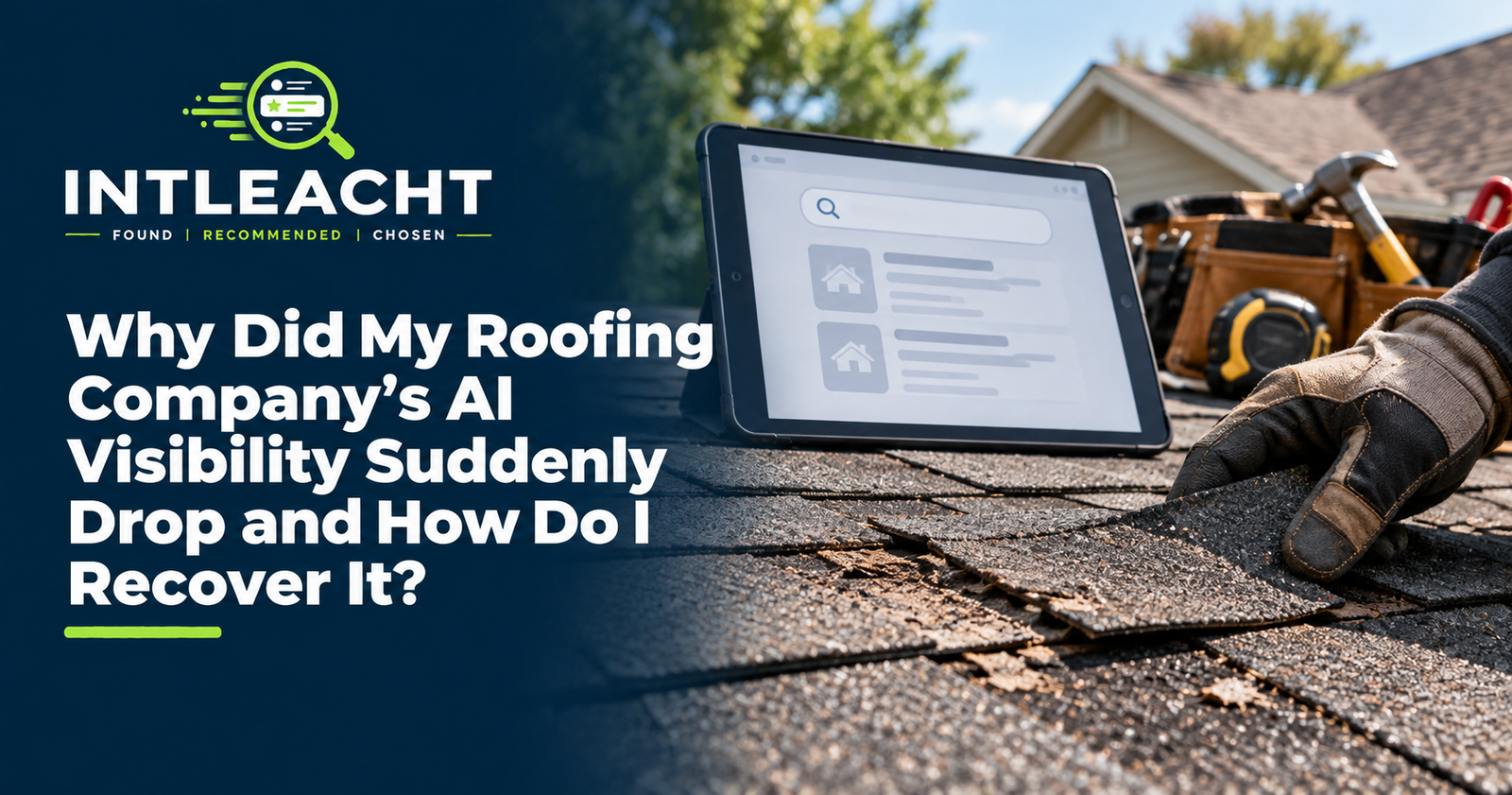 Intleacht branded graphic: Why Did My Roofing Company’s AI Visibility Suddenly Drop and How Do I Recover It?