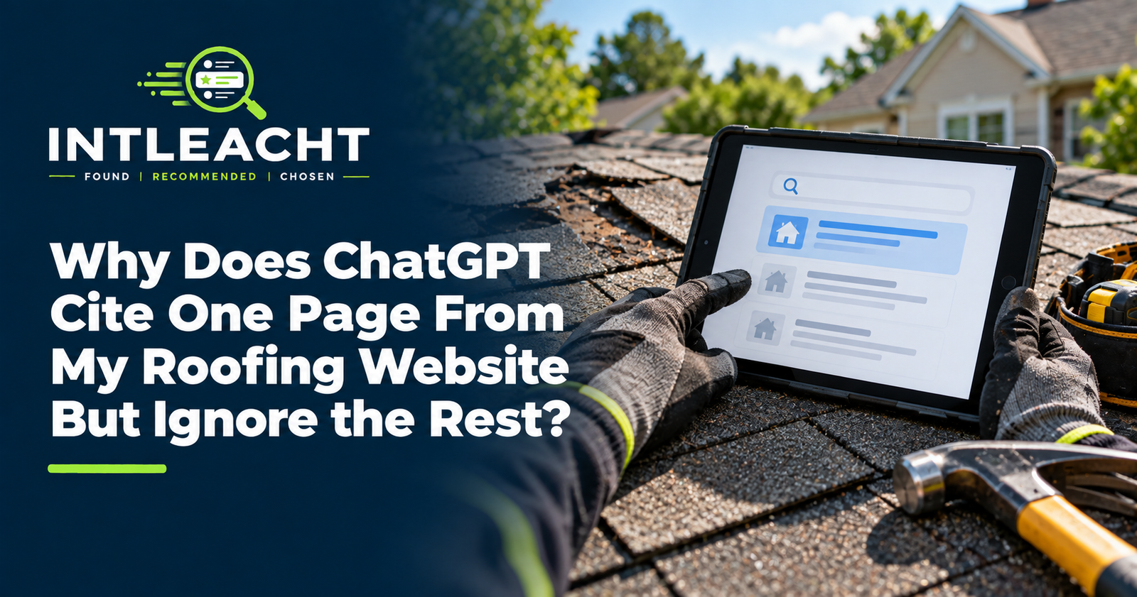 Intleacht branded graphic: Why Does ChatGPT Cite One Page From My Roofing Website But Ignore the Rest?